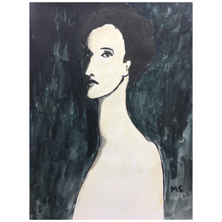 Babe Paley,  Acrylic on Paper painting For Sale
