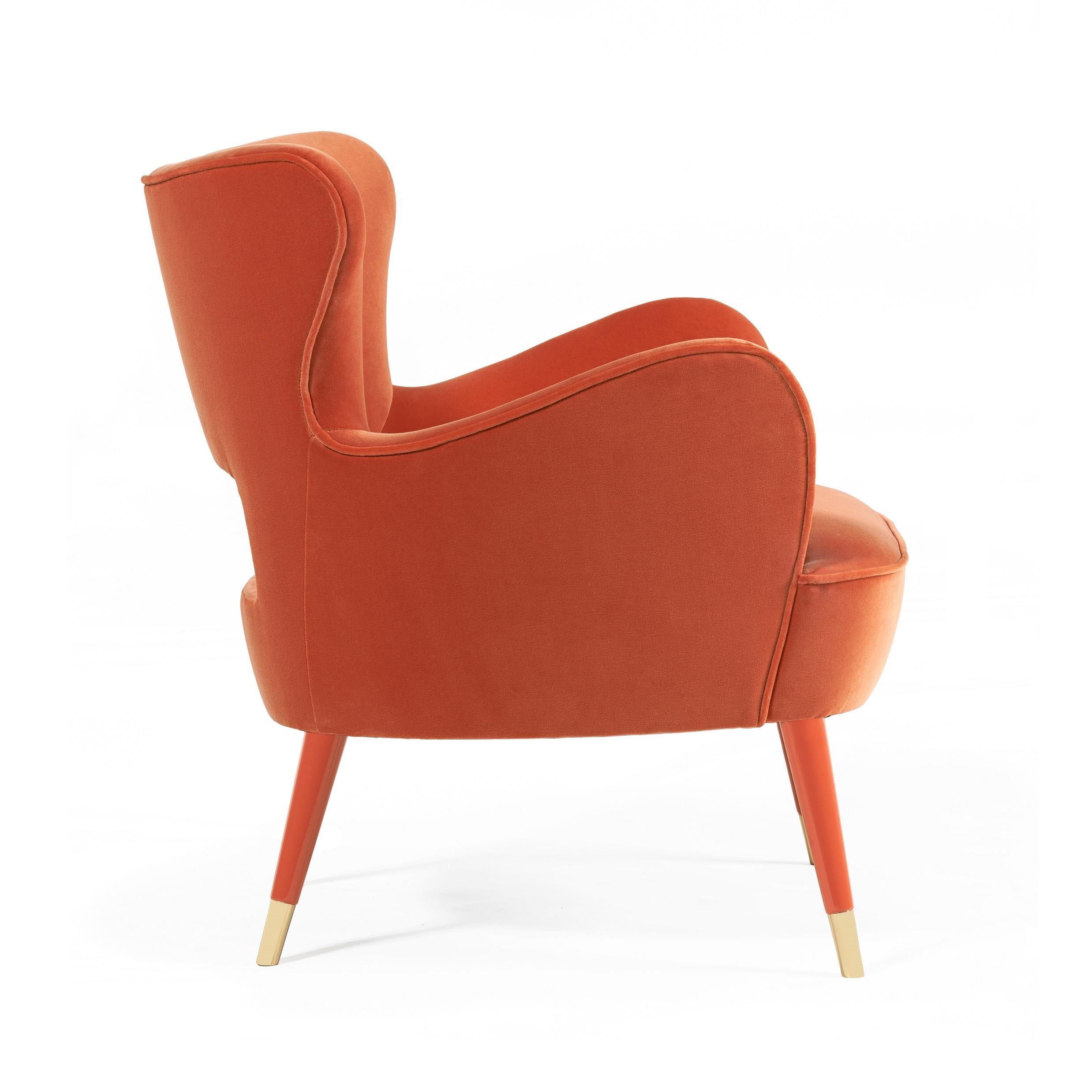 Modern Babe Armchair: A Contemporary Mid-Century Icon with Haute Couture Upholstery For Sale