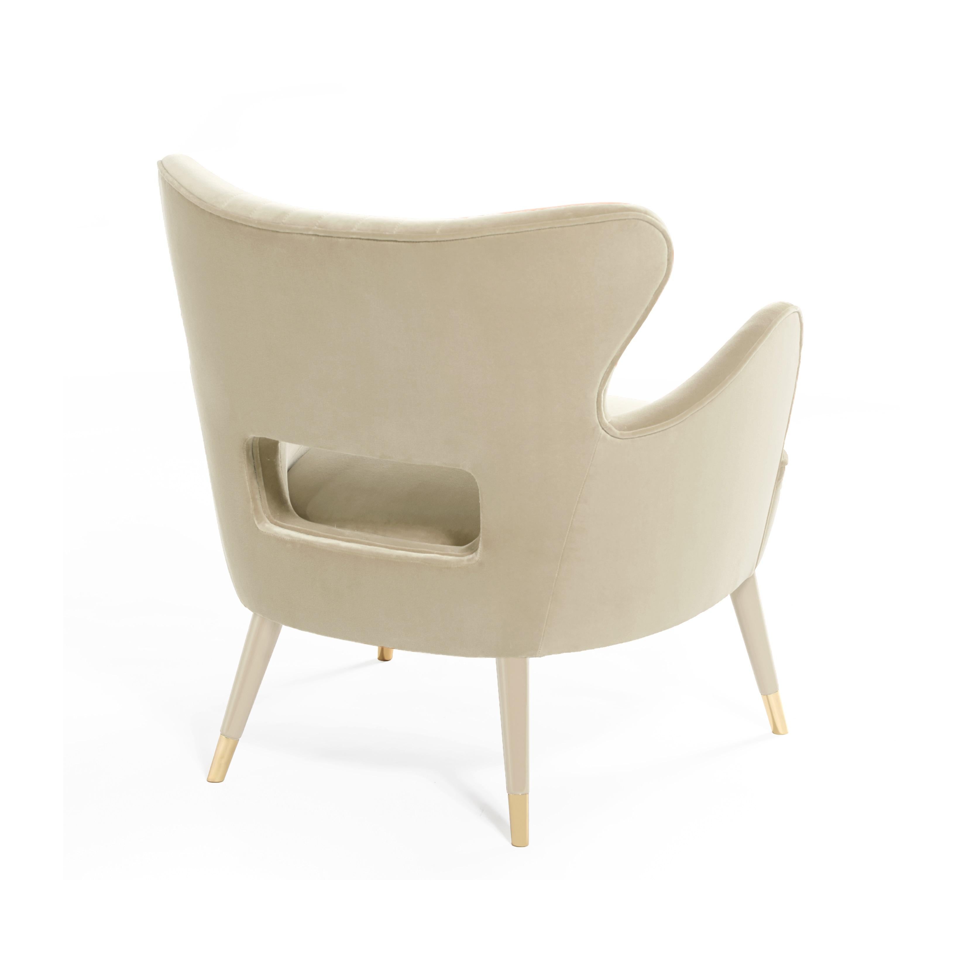 Velvet Babe Armchair: A Contemporary Mid-Century Icon with Haute Couture Upholstery For Sale