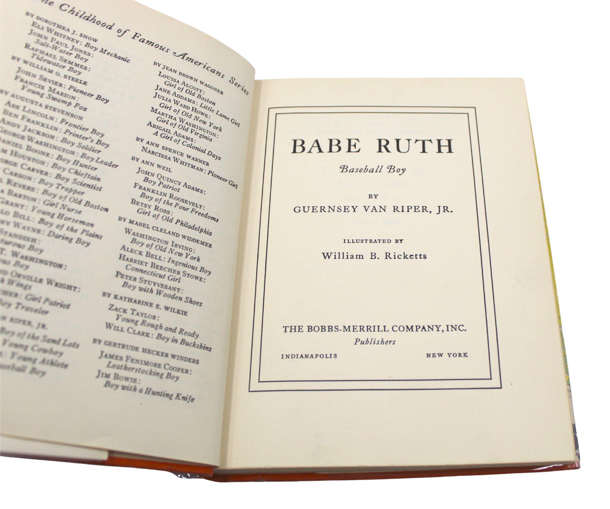 American Babe Ruth, Baseball Boy by Guernsey Van Riper Jr., First Edition, 1954