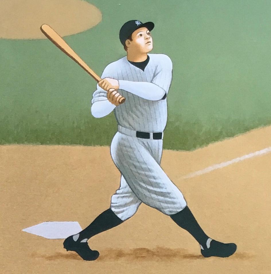 Babe Ruth — The Sultan of Swat
Original painting by Lynn Curlee
Acrylic on stretched canvas. Gallery wrapped with painted edges.
This painting was used as an illustration in 
BALLPARK — THE STORY OF AMERICA’S BASEBALL FIELDS
Atheneum Books for