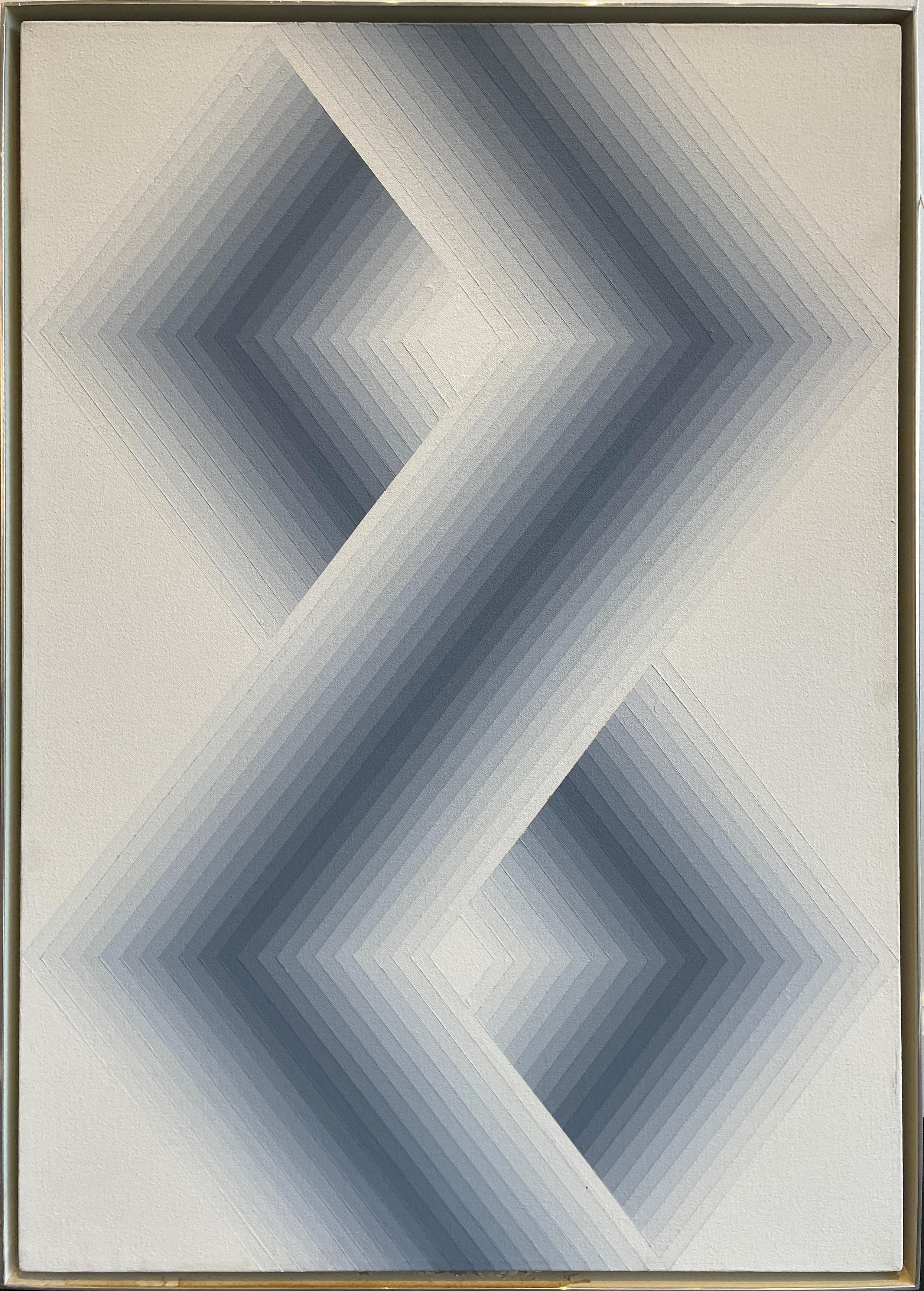 Babe Shapiro
Zarch, 1970
Signed, titled and dated on the stretcher
Acrylic on canvas
30 x 22 inches

Provenance:
Private Collection, Long Island

Babe Shapiro was born, in 1927 in Newark, New Jersey. He received his MFA from Hunter College where he