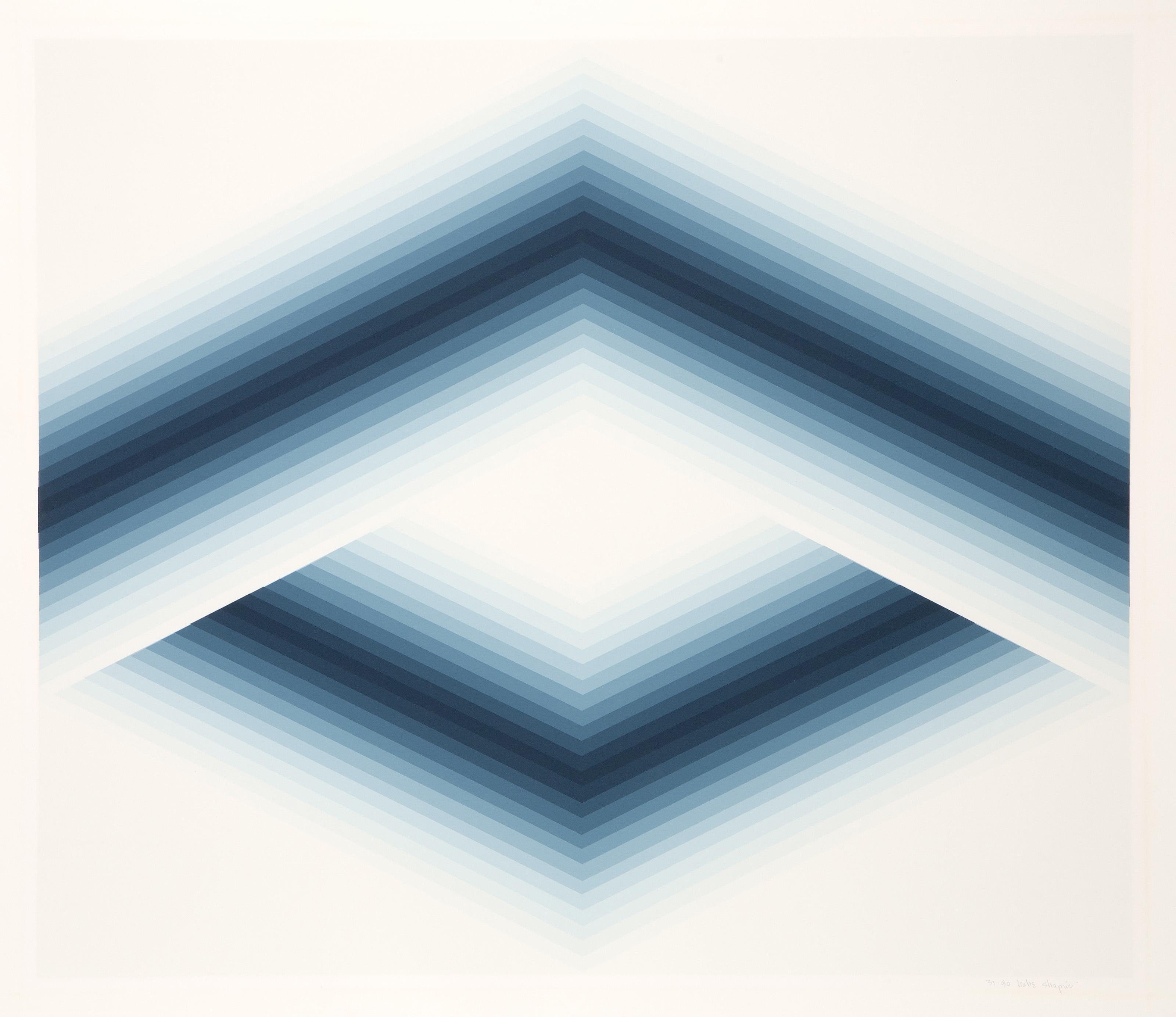 Babe Shapiro, Amerikaner (1937 - 2016) - Blue Arrow, Jahr: ca. 1970, Medium: Siebdruck, signiert und nummeriert mit Bleistift, Auflage: 31/90, Bildgröße: 25.75 x 30 inches, Größe: 30.75 x 34.5 in. (78.11 x 87.63 cm)
