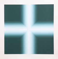 Verde v. 2, Serigrafía abstracta geométrica de Babe Shapiro