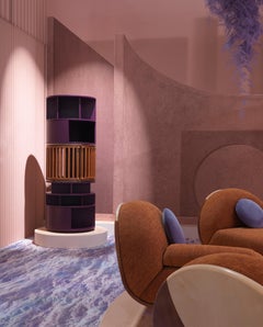 Babel Cylindrical Revolving Cabinet in natural Mahogany Finishing