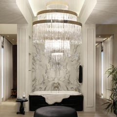 Babel Chandelier in Gold Plated Brass and Crystal Glass