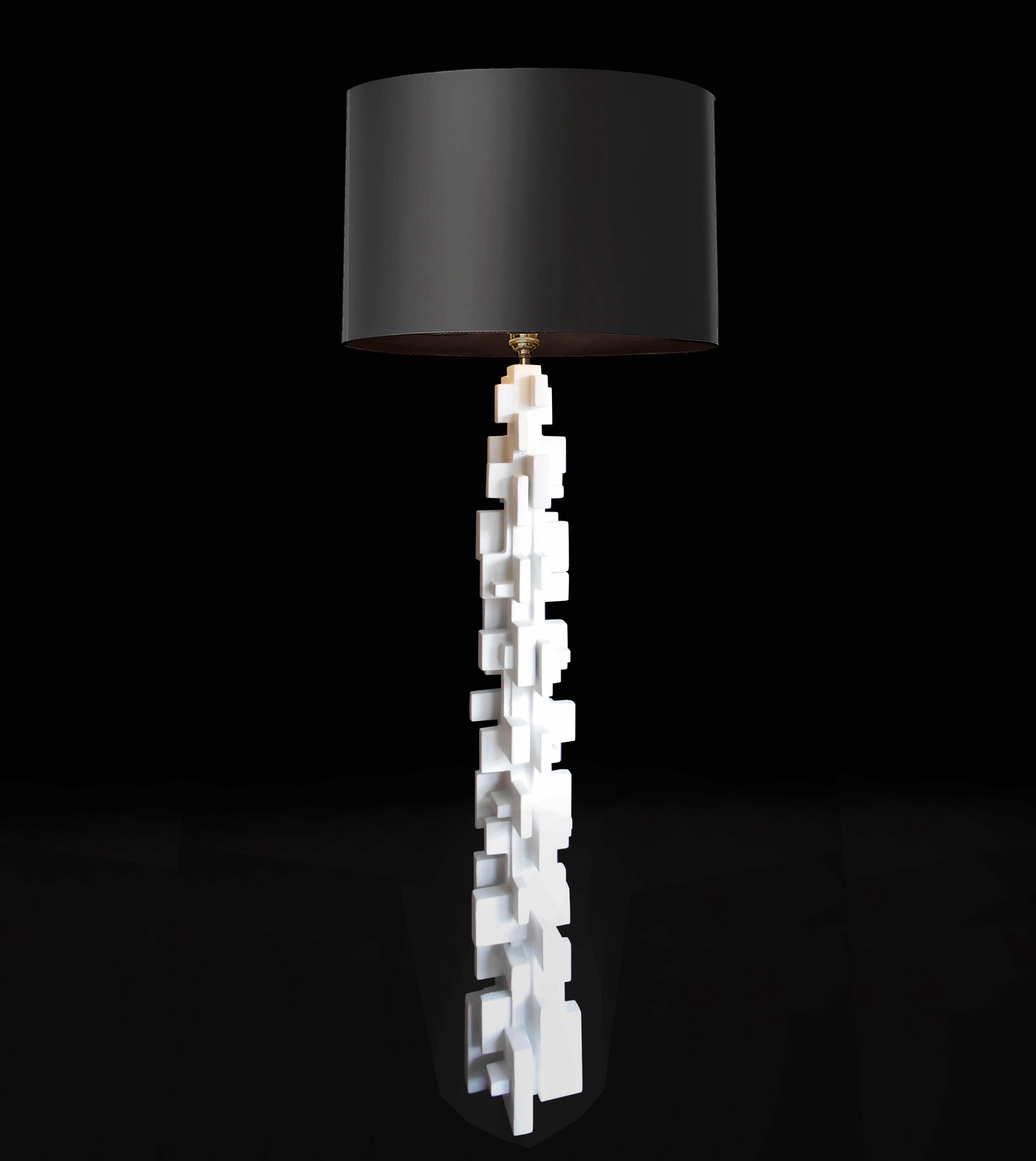 Babel Floor Lamp by Daniel Schneiger.
Dimensions: D 23 x W 23 x H 132 cm.
Materials: Wood and resin.
Shade not included. Custom finishes available. 

All our lamps can be wired according to each country. If sold to the USA it will be wired for