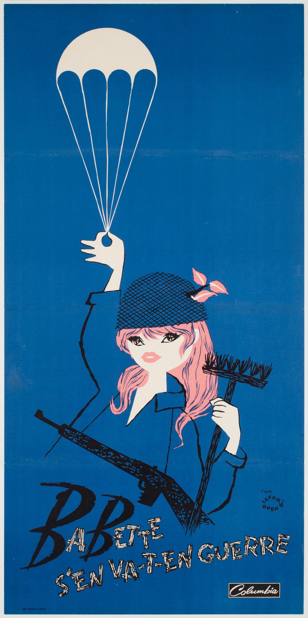 20th Century Babette Goes to War 1959 French Petite Red, White and Blue Film Posters For Sale