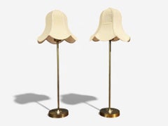 BABO, Table Lamps, Brass, Fabric, Sweden, 1900s