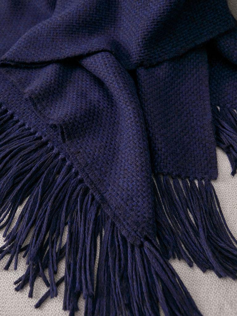 Hand-Knotted Baby Alpaca Blanket Throw - Cobalt For Sale