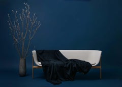 Baby Alpaca Handwoven Overshot Coverlet, Navy/ Black