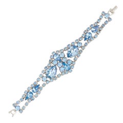 Baby Blue Crystal Rhinestone Cocktail Bracelet, 1960s