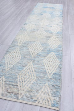 Baby Blue Diamond Stamp Allover Tulu Rug