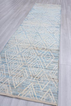 Baby Blue Diamond Stamp Allover Tulu Rug