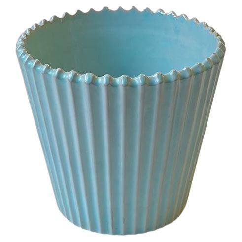 Babyblaues glasiertes Keramik-Pflanzgefäß von Esben & Lauge für Eslau, 1960er Jahre
