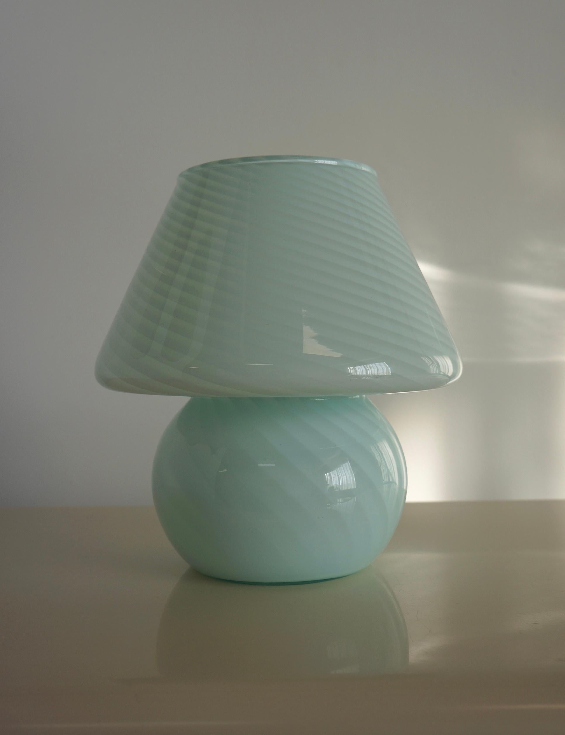 Baby Blue Murano Art Glass Mushroom Lamp For Sale 3