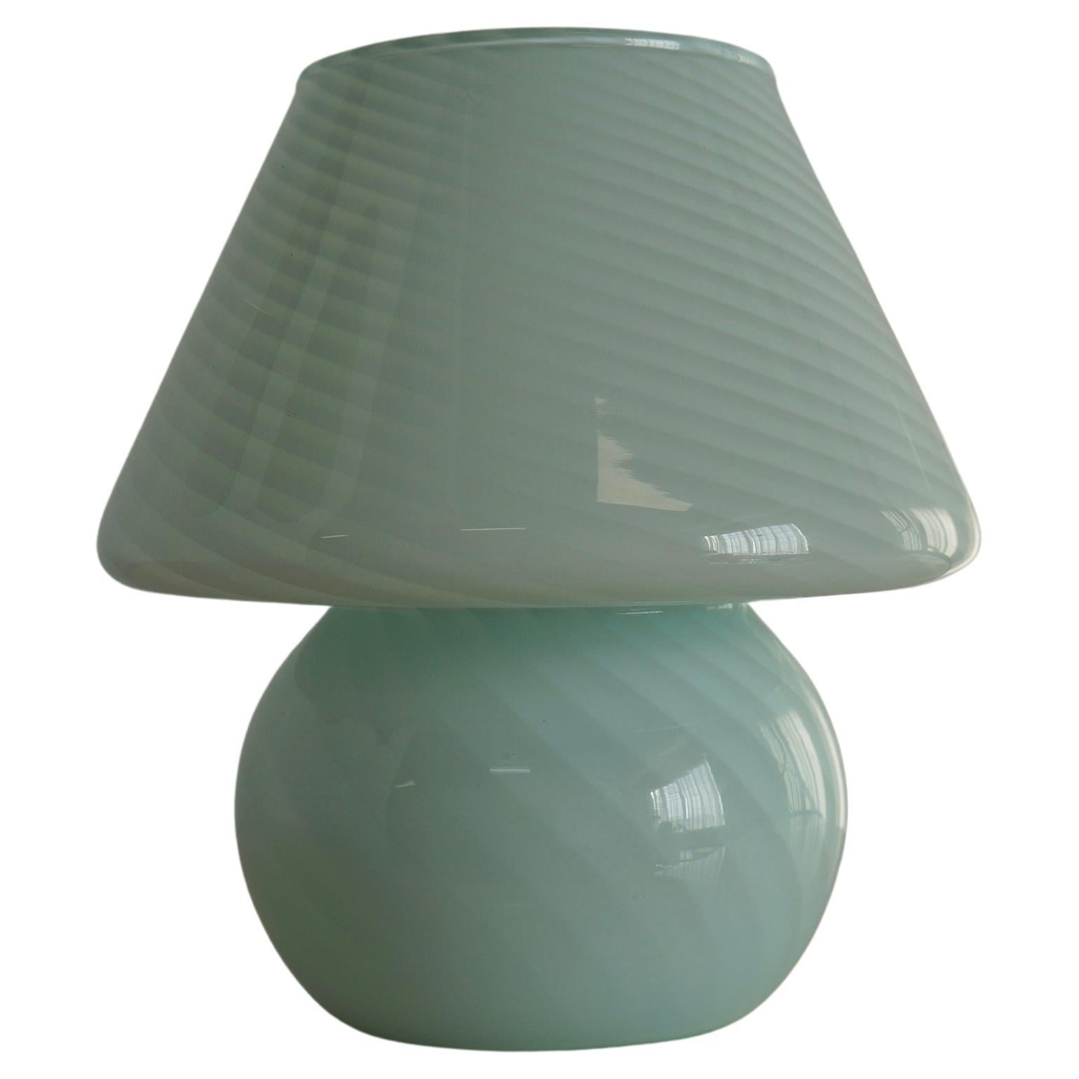 Baby Blue Murano Art Glass Mushroom Lamp For Sale