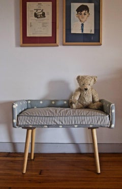 Baby Blue Polka Dot Vanity-Sized Stool