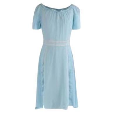 baby blue silk crepe & tulle cut-out dress