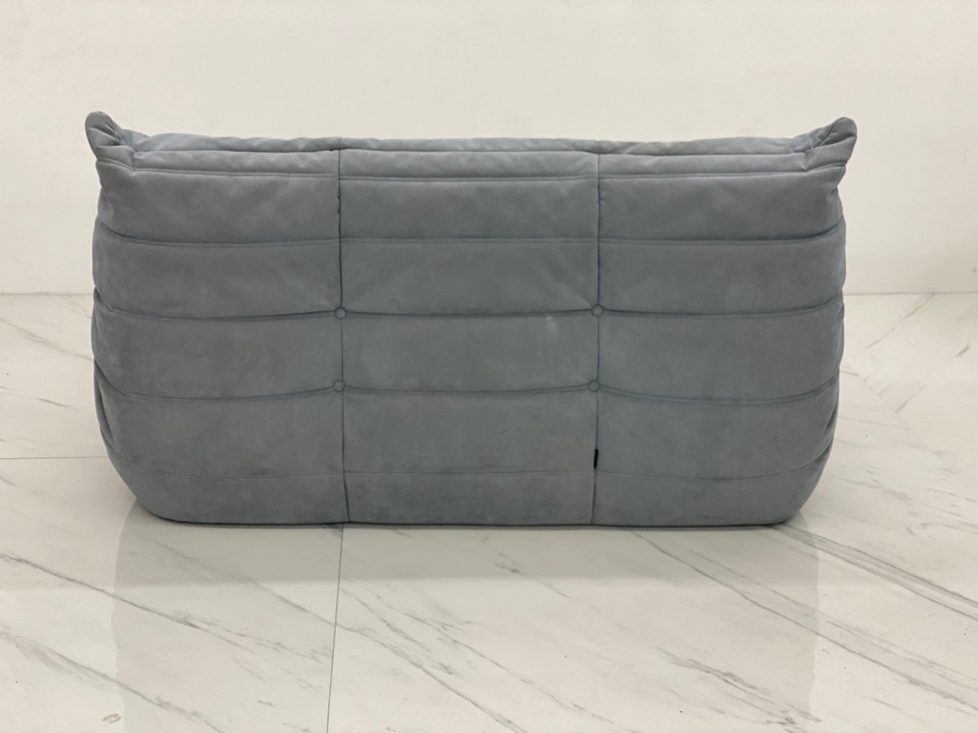 Baby Blue 'Togo' Sectional Sofa by Michel Ducaroy for Ligne Roset, Signed 1