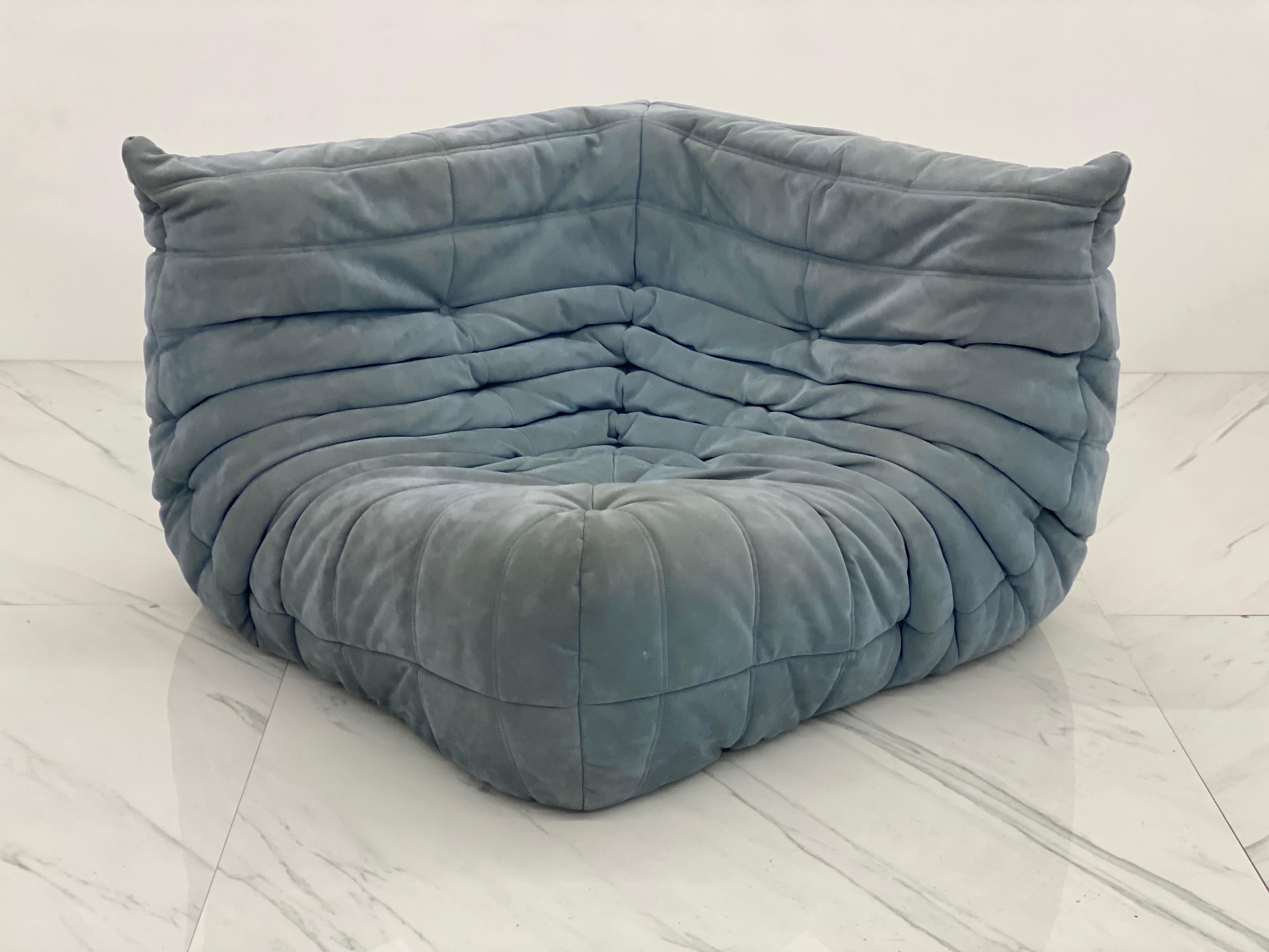 Baby Blue 'Togo' Sectional Sofa by Michel Ducaroy for Ligne Roset, Signed 2