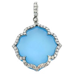 Baby Blue Topaz & Diamond Pendant in 14K White Gold