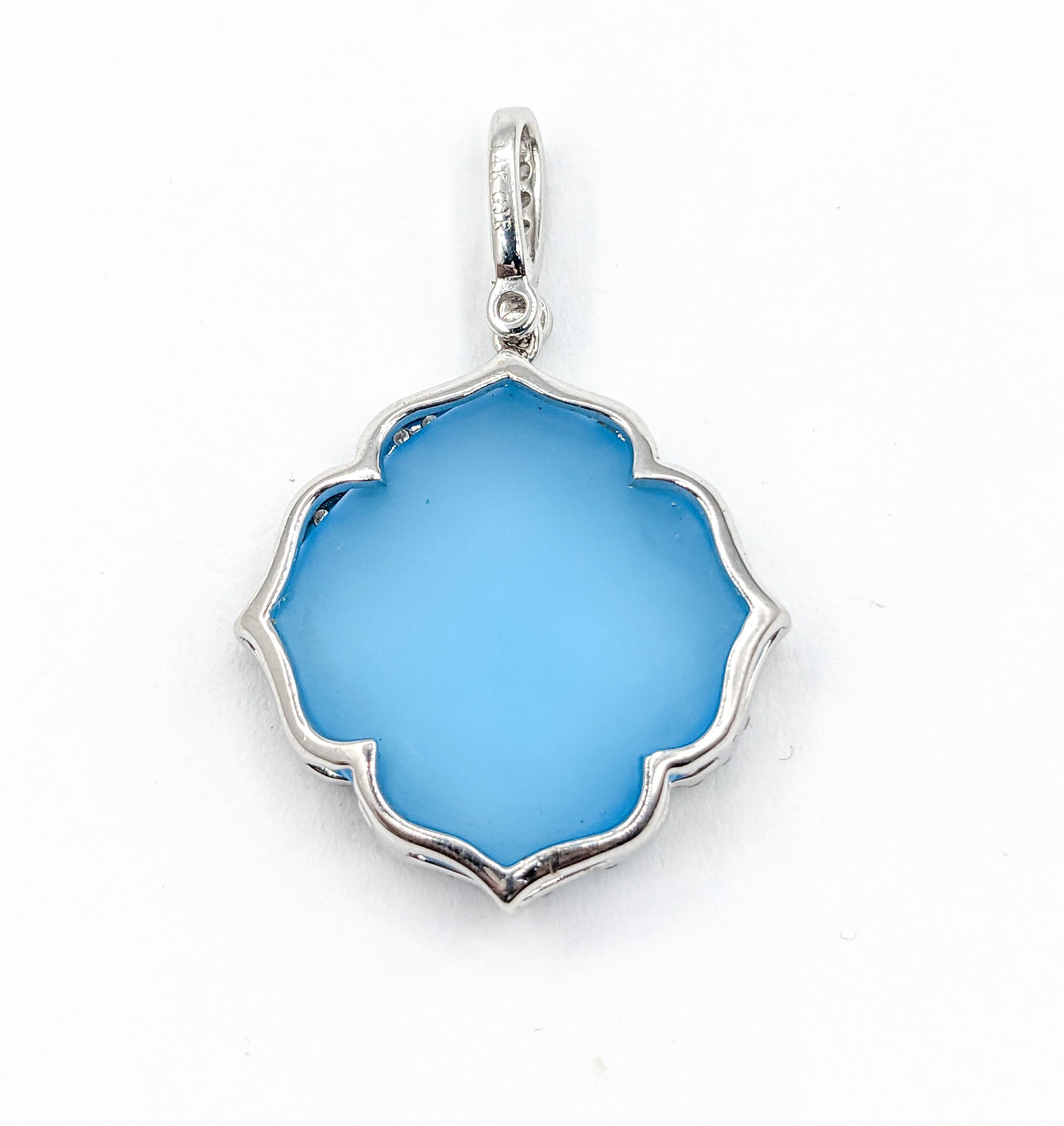 Contemporary Baby Blue Topaz & Diamond Pendant In White Gold  For Sale