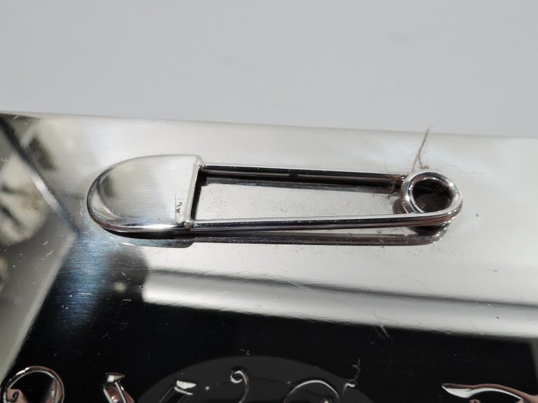 Baby Boom-Era Sterling Silver Diaper Pin Box For Sale at 1stDibs
