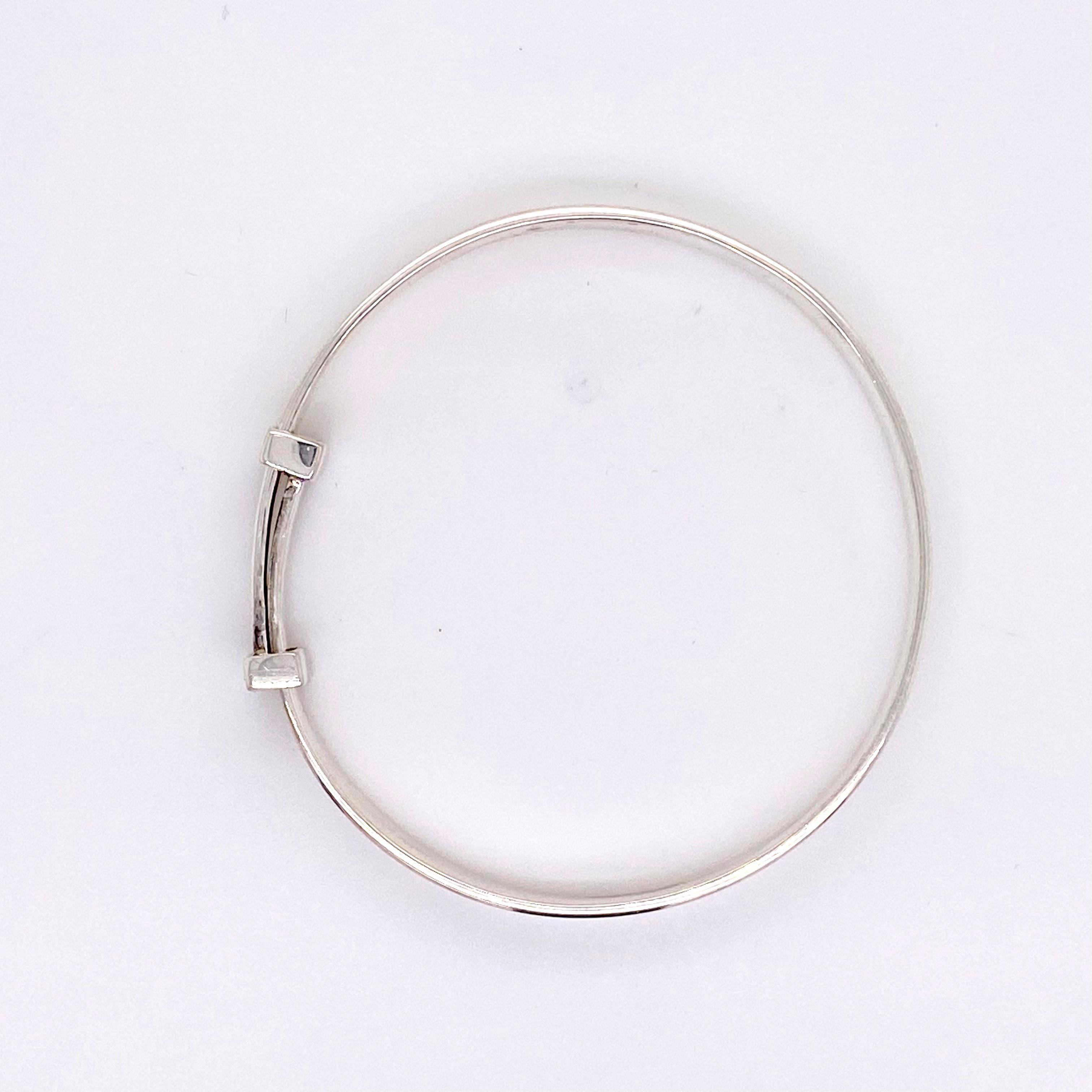 This baby bangle bracelet in sterling silver is for your “angel”! The bracelet will fit a newborn to a 1 year old baby. The details for this gorgeous bracelet are listed below:
Bracelet Type: Bangle 
Metal Quality: Sterling Silver
Length: 1.6 in