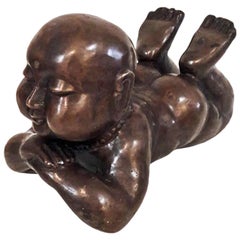 Vintage Baby Buddha Bronze Statue