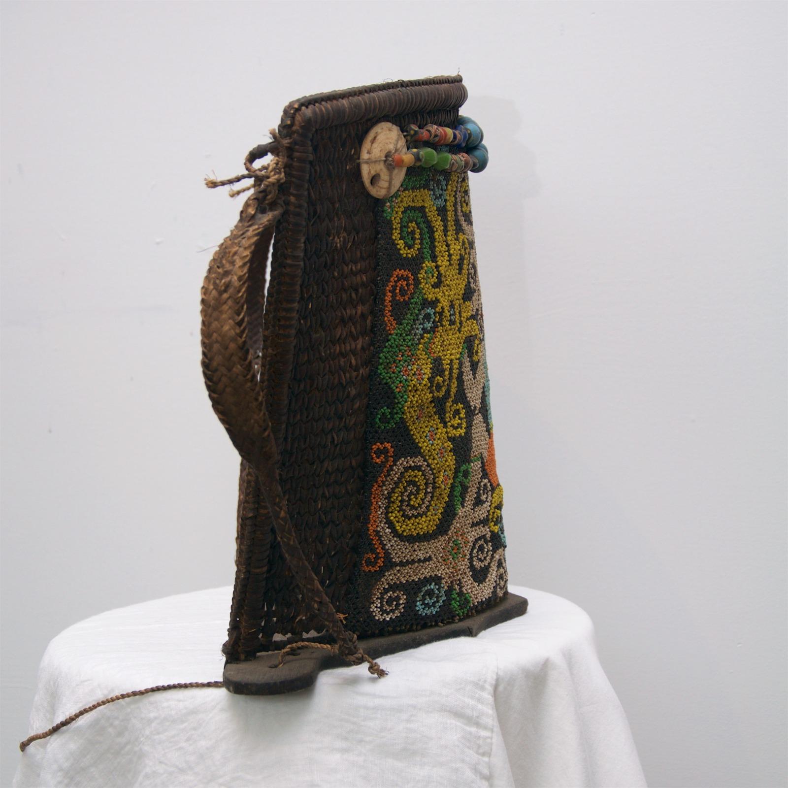 Hand-Knotted Baby Carrier Dayak Borneo Vintage For Sale