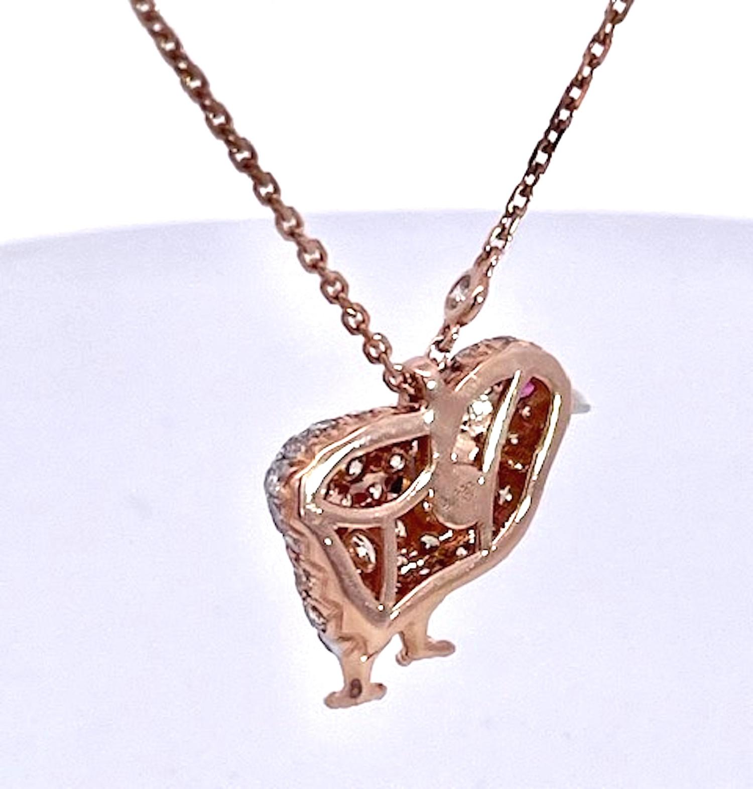 Baby Küken Ohrringe und Anhänger mit farbigen Diamanten Rose Gold (Kunsthandwerker*in) im Angebot