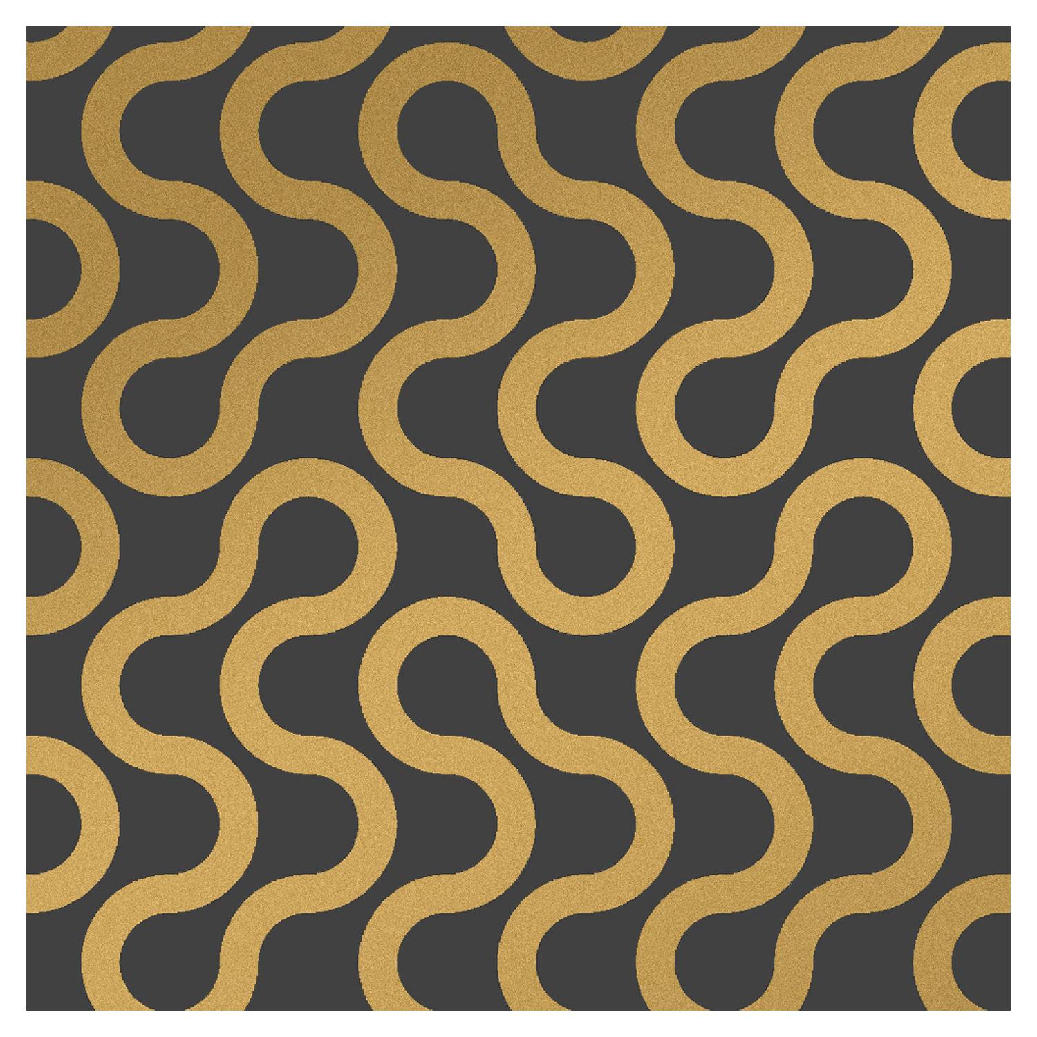 Baby Designer Wallpaper in Eclipse 'Metallic Gold on Charcoal'