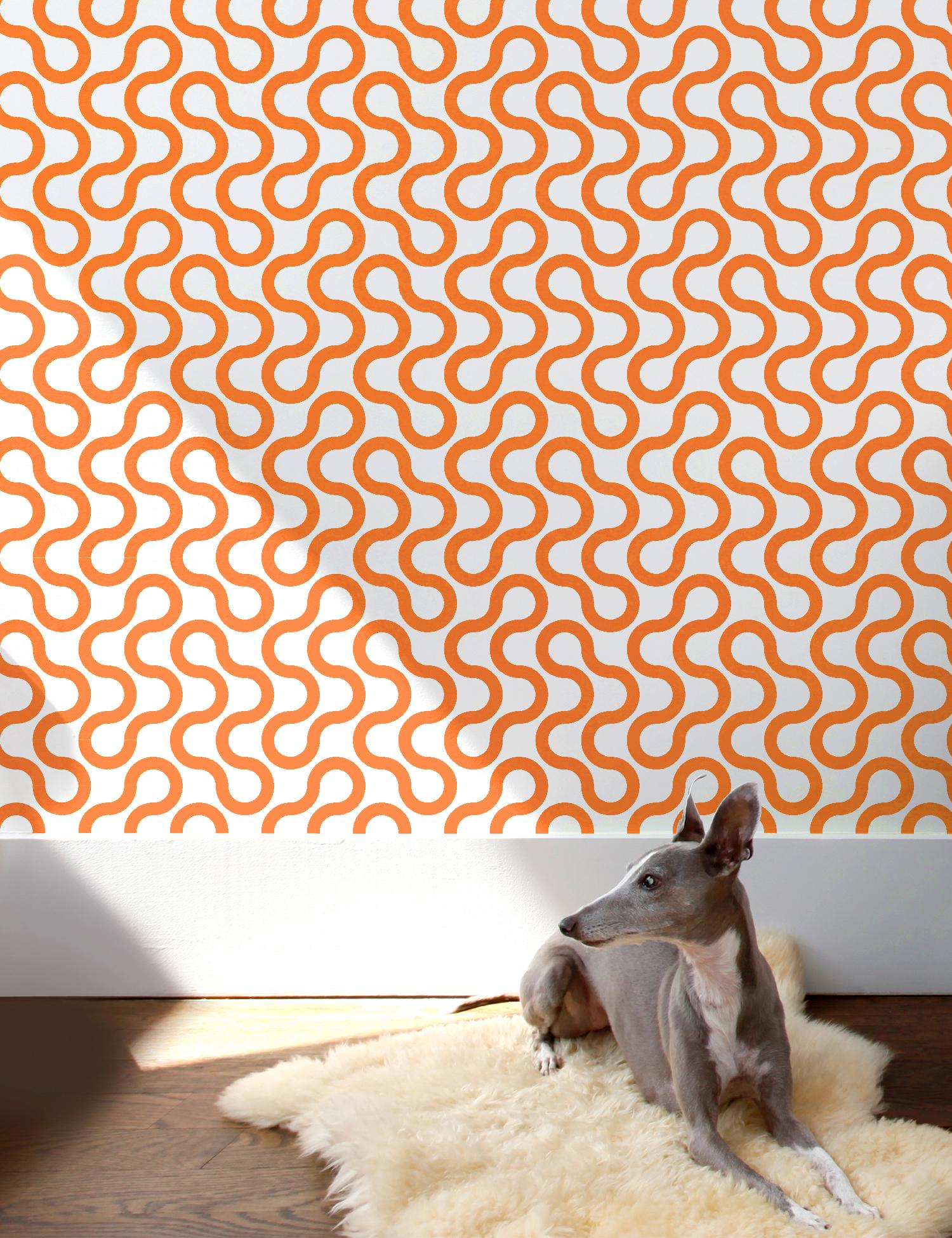 This awesome geometric by Aimée is the ultimate mod wallpaper.

Samples are available for $18 including US shipping, please message us to purchase.

Printing: Screen-printed by hand (minimum order and setup fees apply).
Material: FSC-certified