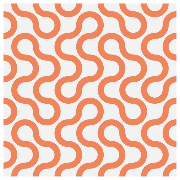 Baby-Designer-Tapete in Farbe Sunkist 'Pumpkin Orange auf Blassgrau' im Zustand „Neu“ im Angebot in Brooklyn, NY