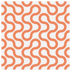 Baby Designer Wallpaper in Color Sunkist 'Pumpkin Orange on Pale Grey'