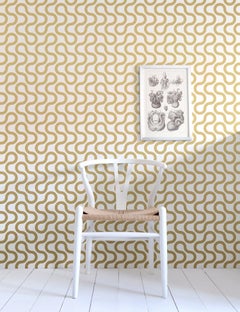 Carta da parati Baby Designer in Sphinx, oro metallico su bianco