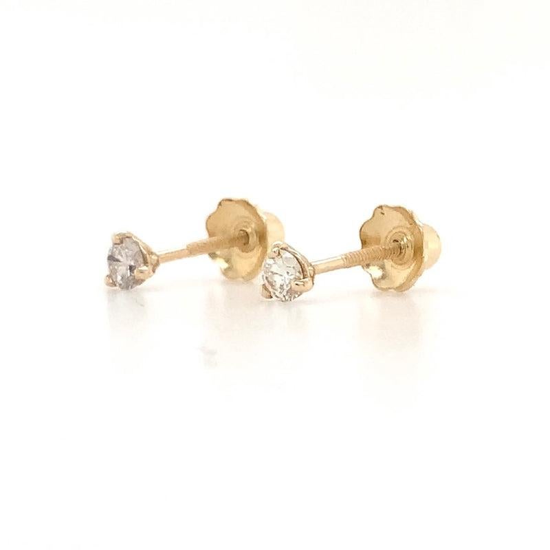14K Yellow Gold Baby Diamond Studs with Threaded Post and Back with 3.9 mm Pad

Additional Information:
Diamond equal 0.10 cts 