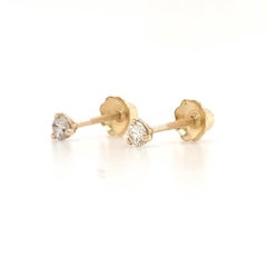 Baby Baby-Diamant-Ohrstecker mit geriffeltem Pfosten und Rücken 14K Gelbgold