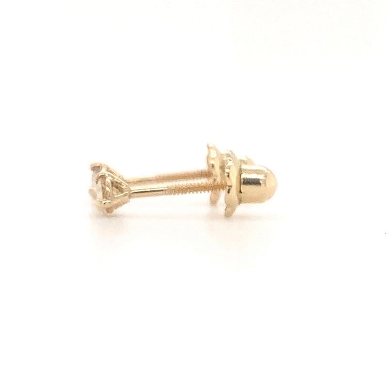 Clous d'oreilles en or jaune 14 carats avec diamants en forme de bébé avec tige et dos en fil Neuf - En vente à Los Gatos, CA