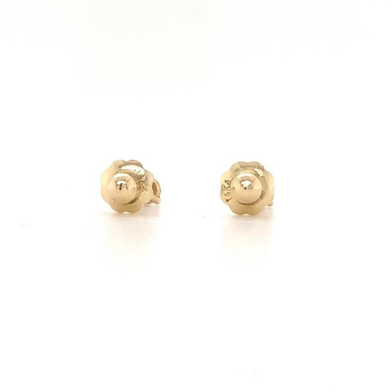 Women's Baby Diamond Studs with Threaded Post and Back 14K Yellow Gold For Sale