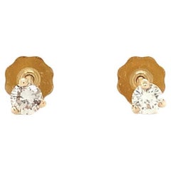 Baby Diamond Studs with Threaded Post and Back 14K Yellow Gold