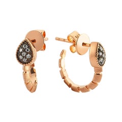 Baby Dragon Small Hoop Earrings in 14 Karat Rose Gold with White Diamond