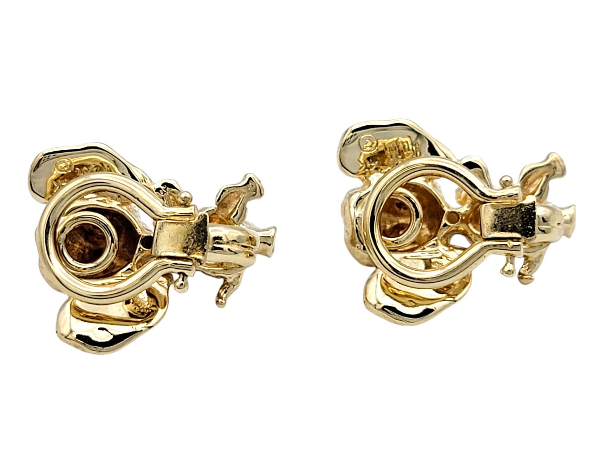 Orecchini a clip Baby Elephant con cristalli rosa in oro giallo 14 carati in vendita 1