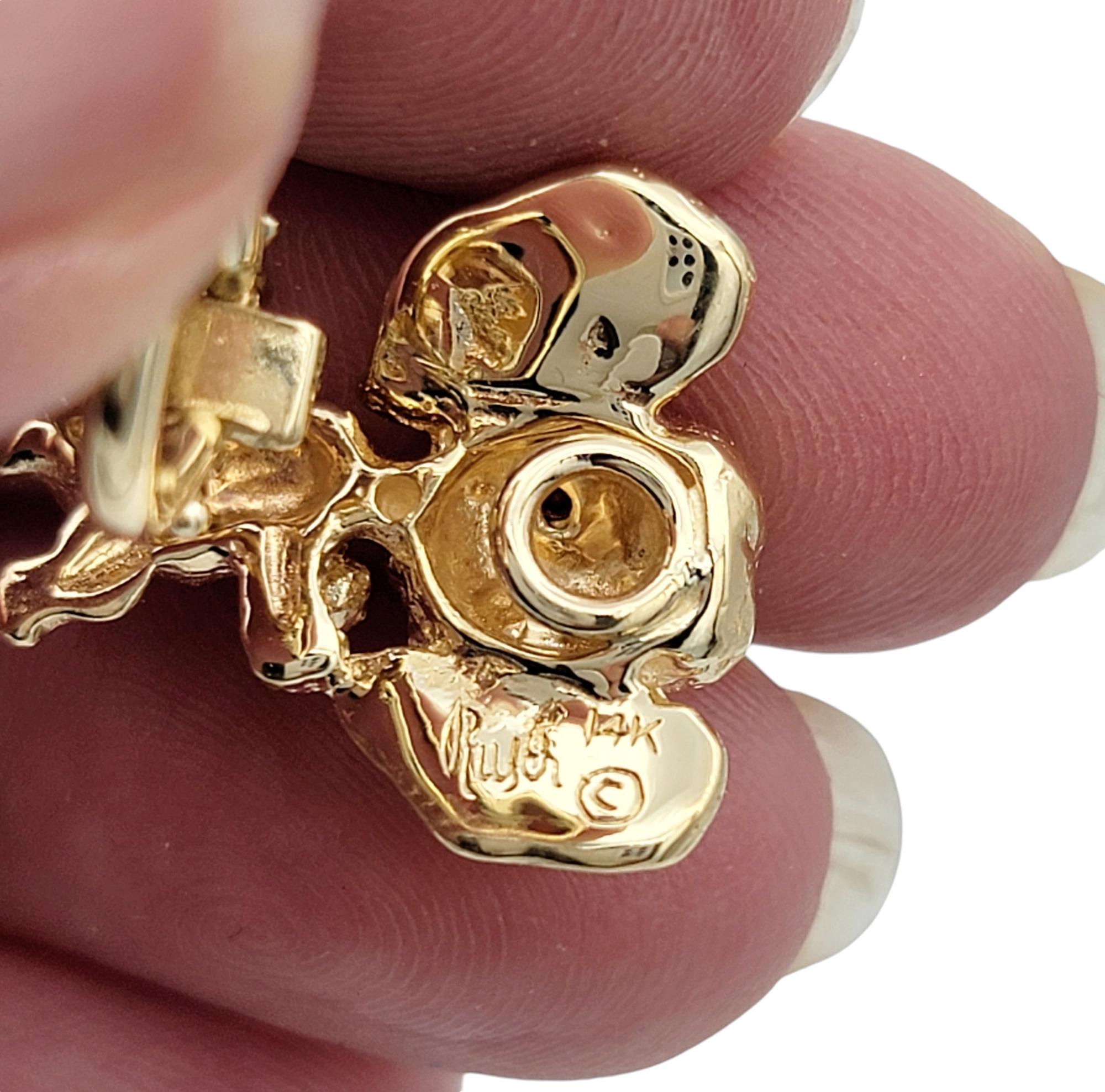 Orecchini a clip Baby Elephant con cristalli rosa in oro giallo 14 carati in vendita 2