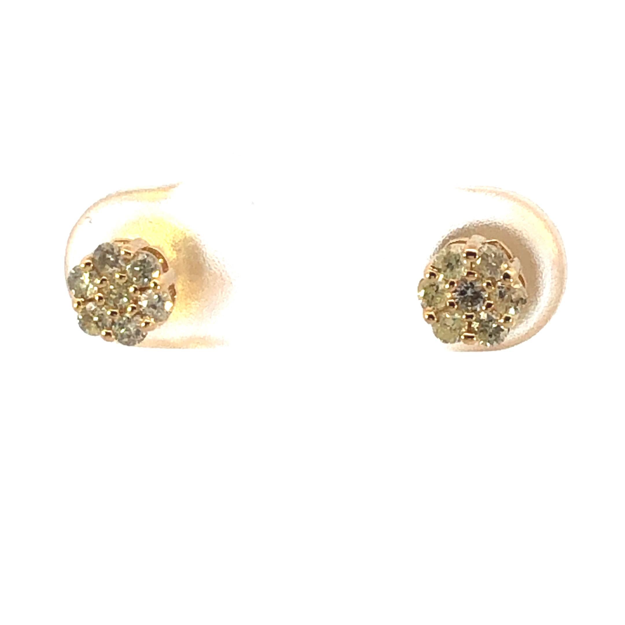 Taglio brillante Orecchini con borchie Baby Flower .30ct 14kyg in vendita