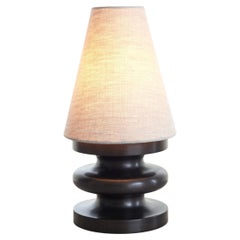 Baby Frank Lamp ebonized native rosewood hand-stitched linen shade by Wende Reid
