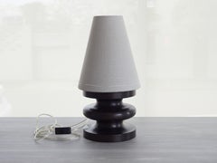 Baby Frank Lamp ebonized native rosewood hand-stitched linen shade by Wende Reid