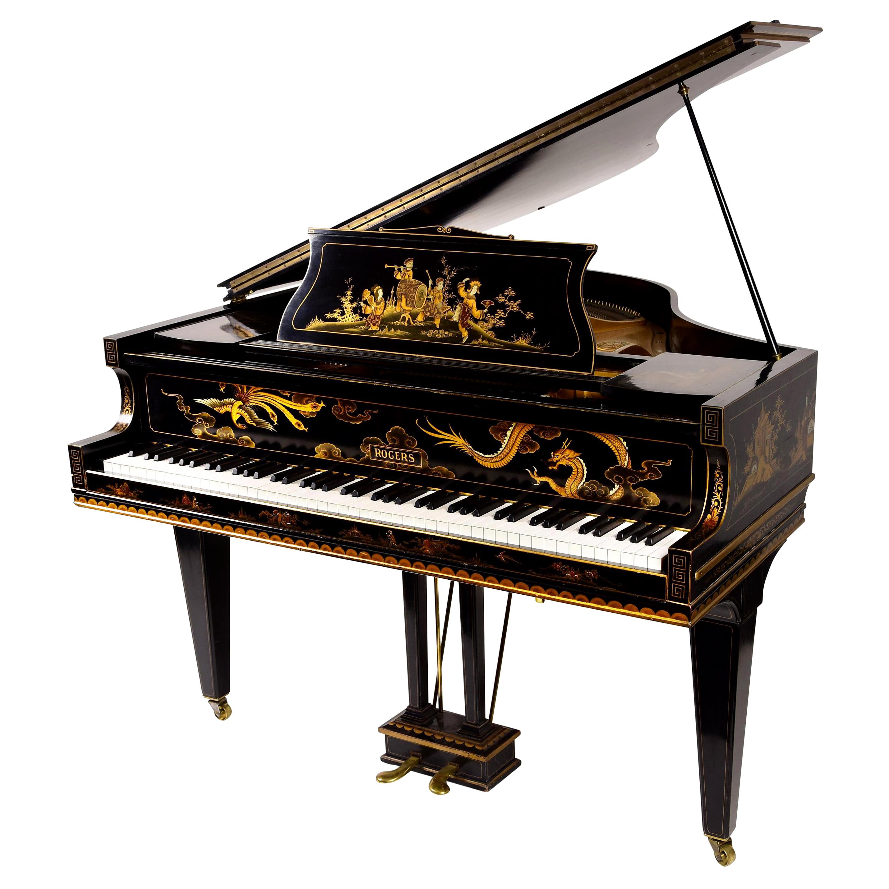 Baby Grand Piano Art Deco with Chinoiserie an Asian Fairy Talente  For Sale