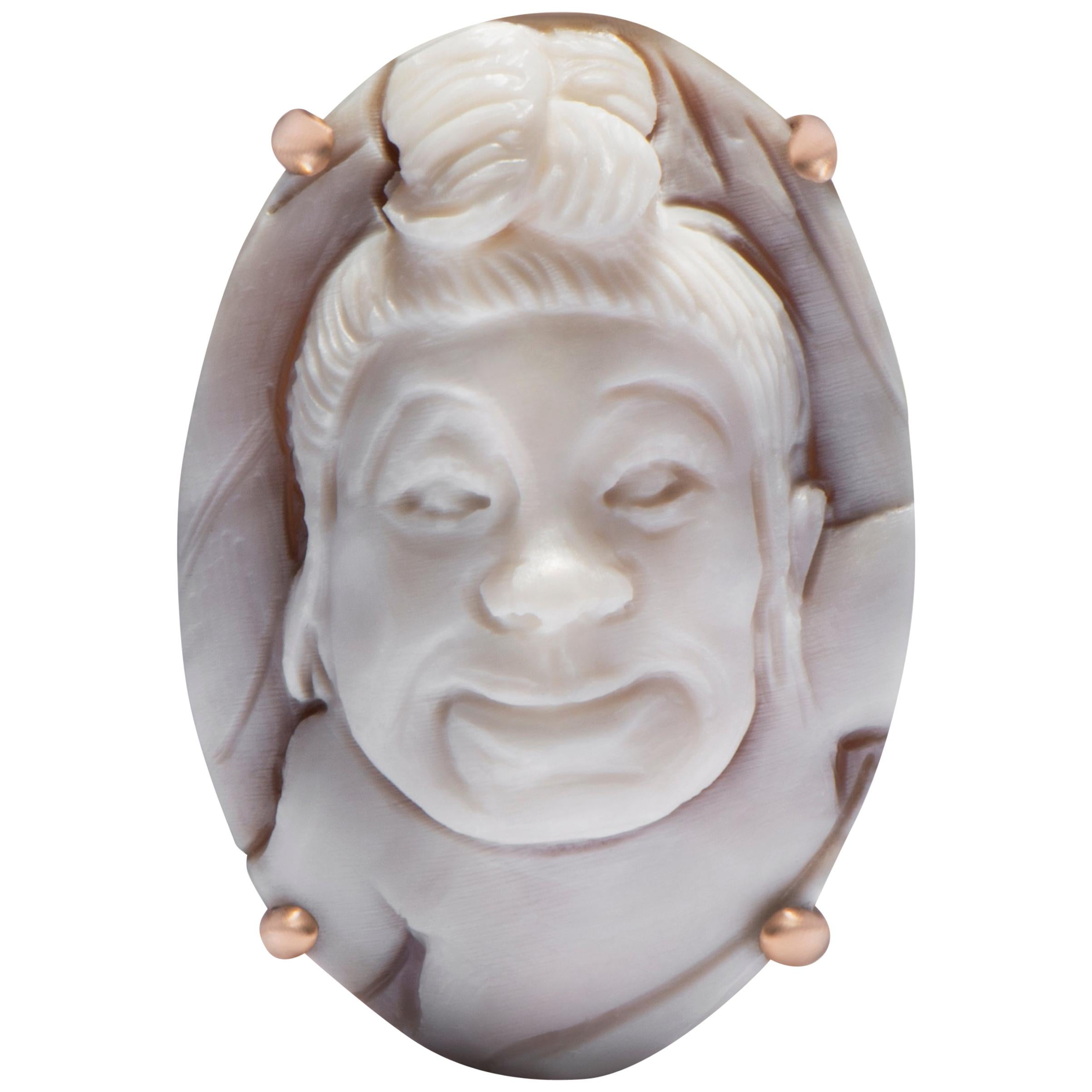 Baby Hand-Carved Cameo Ring in Sardonyx Shell & 18-Karat Gold by Cindy Sherman  For Sale